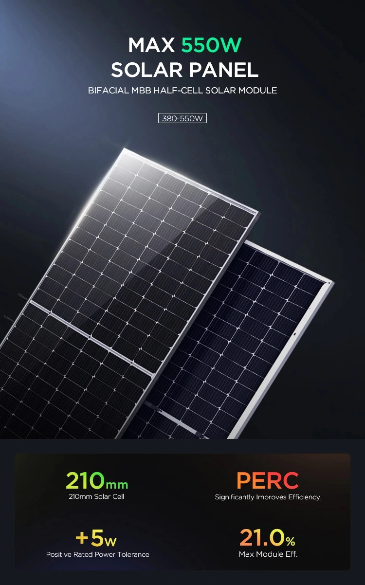 Newest Monocrystalline Tier 1 Brand 144 Half Cells Mono Solar Panel Top Quality 540W 545W 550W PV Module for Grid Tie off-Grid Hybrid Solar Power Energy System